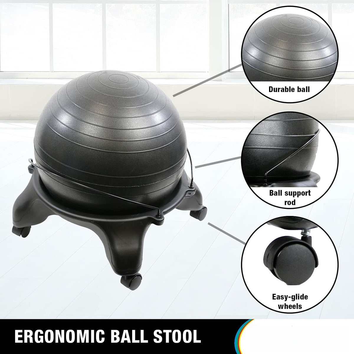 Ergonomic Inflatable Exercise Ball Office Chair