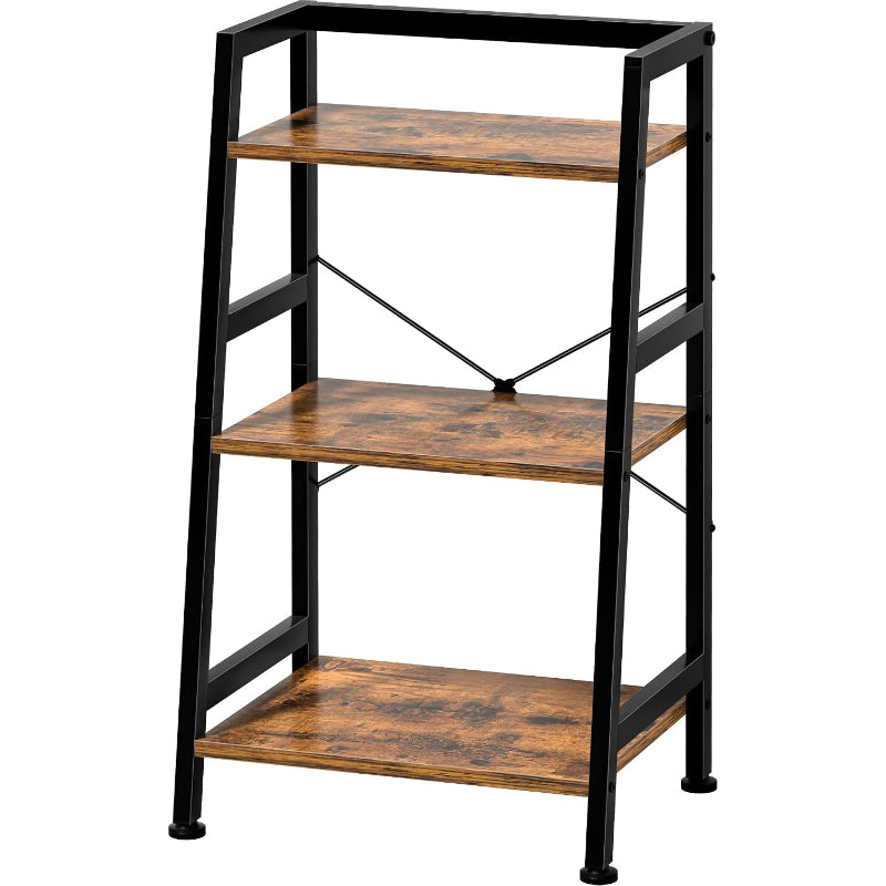 Industrial 3‑Tier Metal‑Wood Ladder Bookshelf