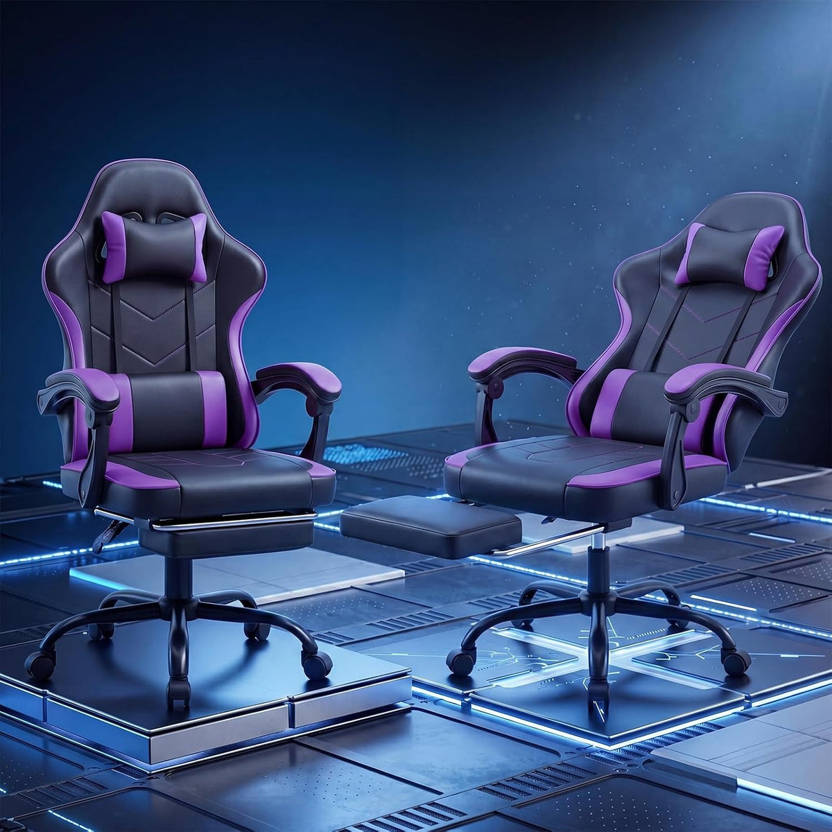 Reclining Gaming Chair With Footrest For Adults