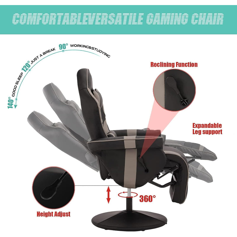 Massage Reclining Gaming Chair With Footrest