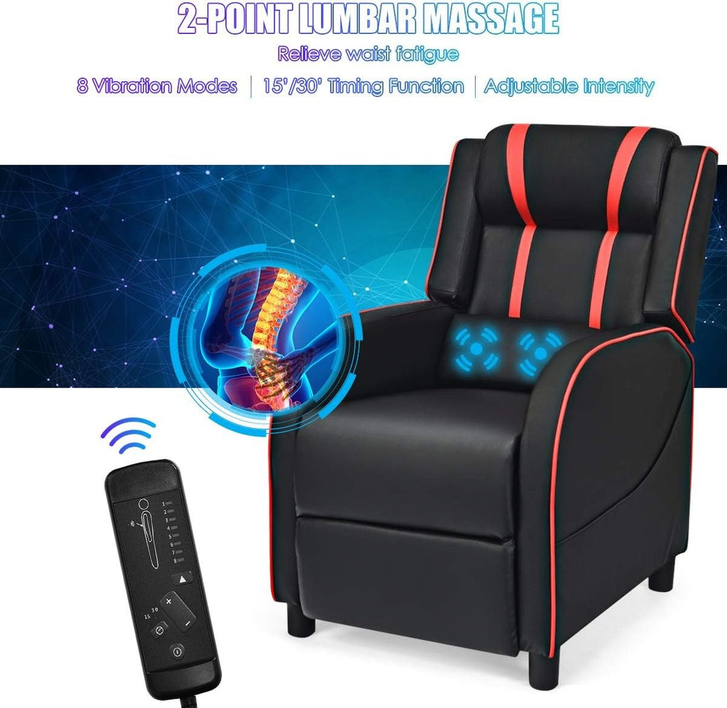 Ergonomic Massage Gaming Recliner With Footrest