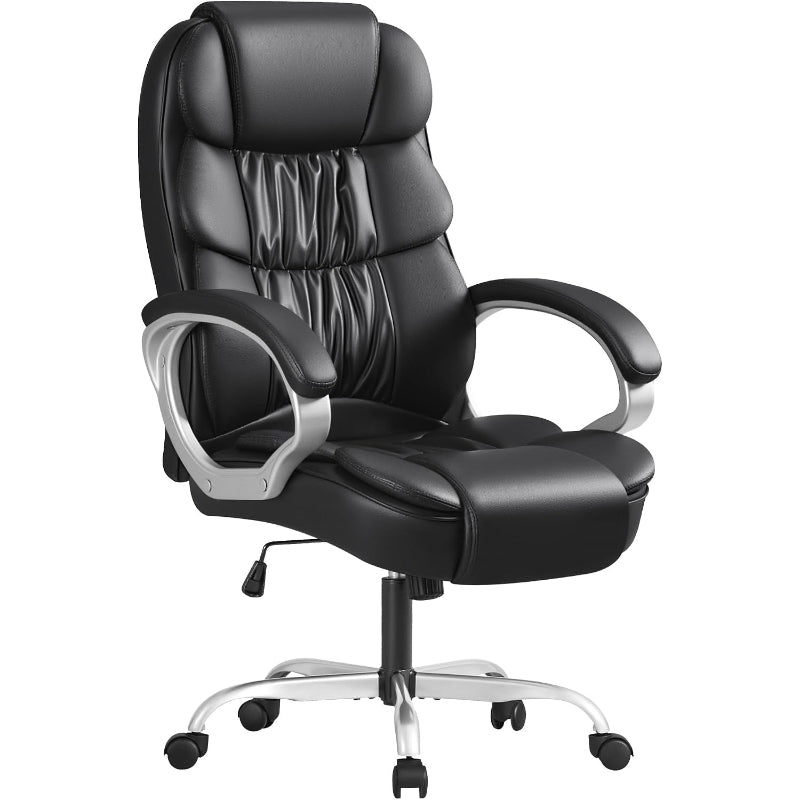 Ergonomic Leather High‑Back Swivel Office Chair