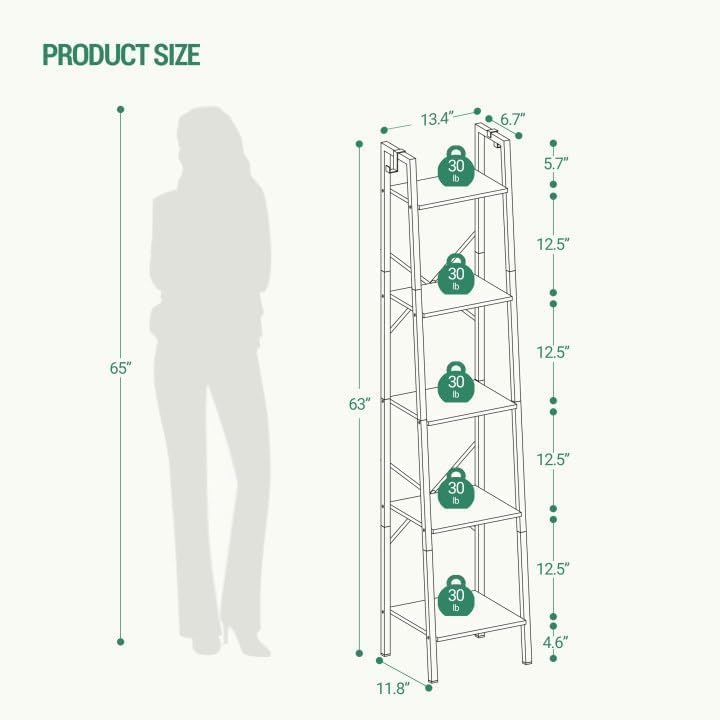 Freestanding Corner Ladder Storage Bookshelf