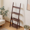 4‑Tier Bamboo Leaning Ladder Storage Bookshelf