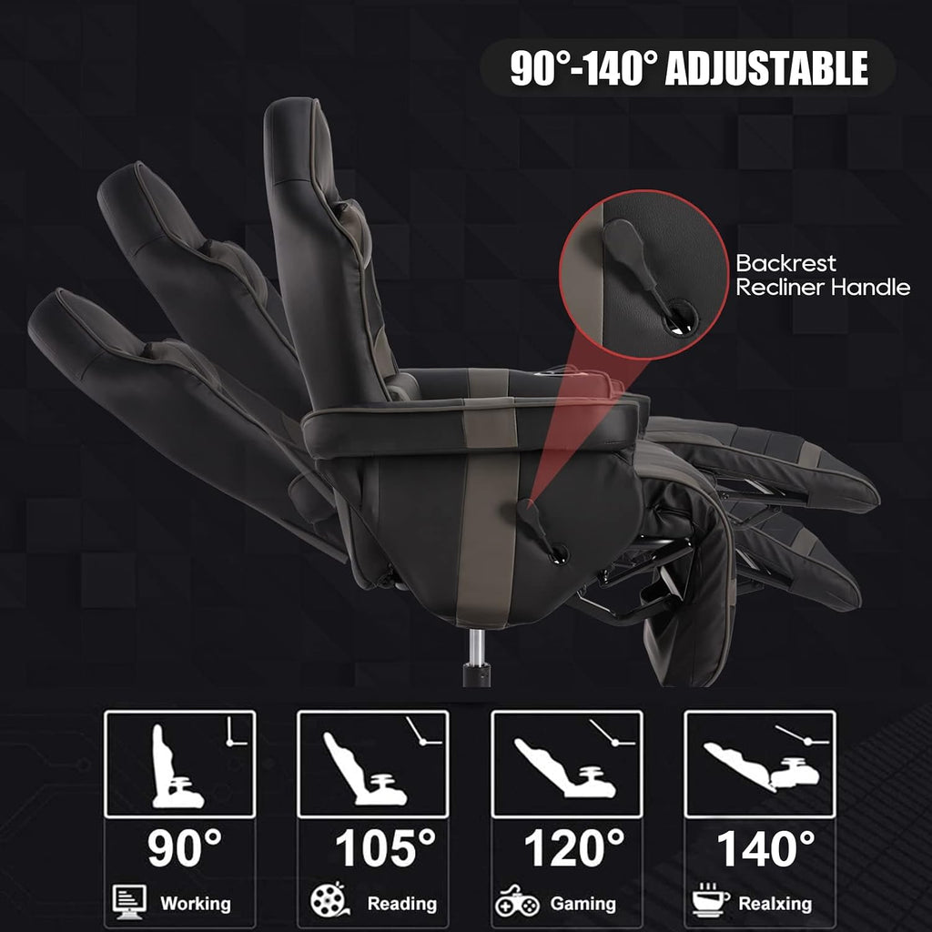 Massage Reclining Gaming Chair With Footrest