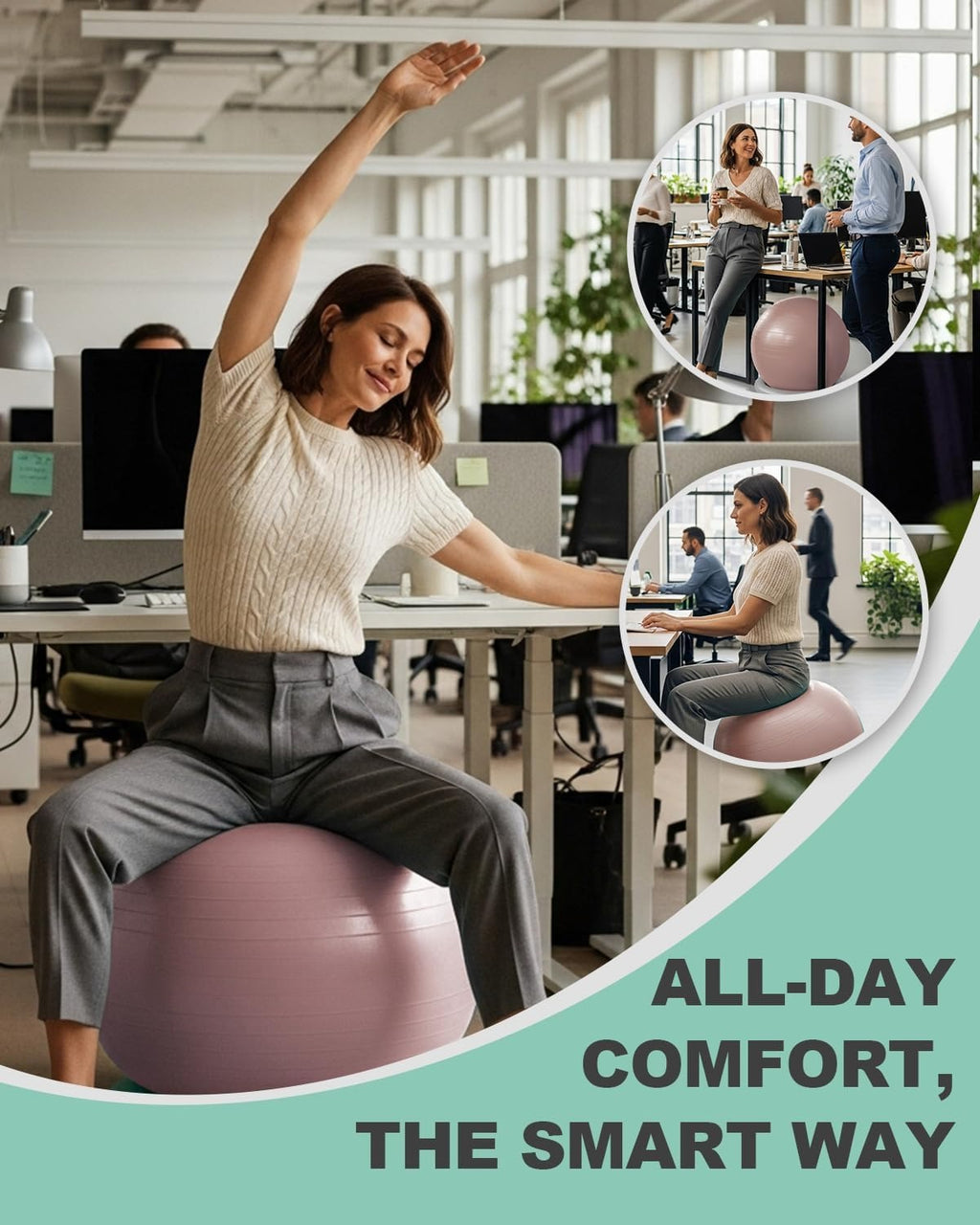 Stability Yoga Ball Office Chair With Base