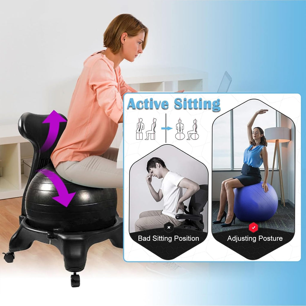Heavy‑Duty Yoga Balance Ball Office Chair