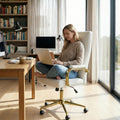 Gold White Memory Foam Swivel Office Chair