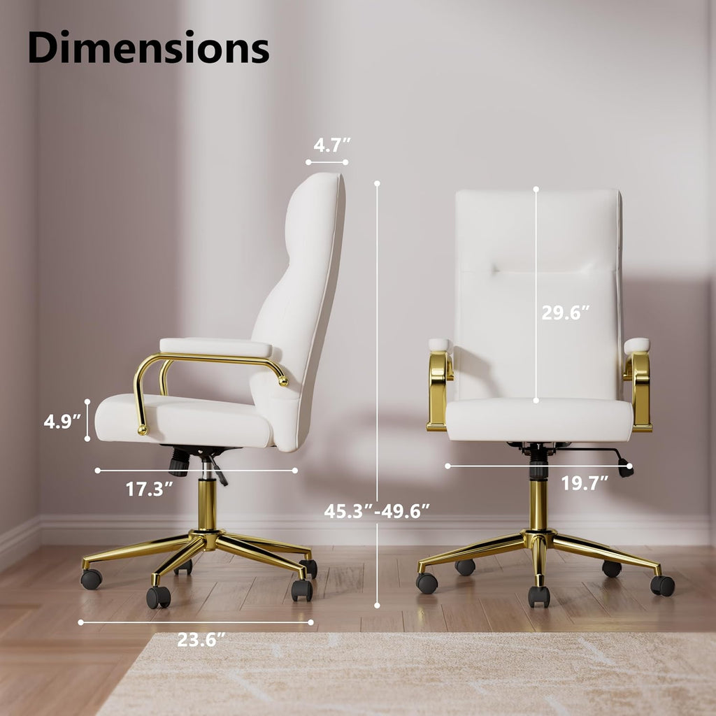 Gold White Memory Foam Swivel Office Chair
