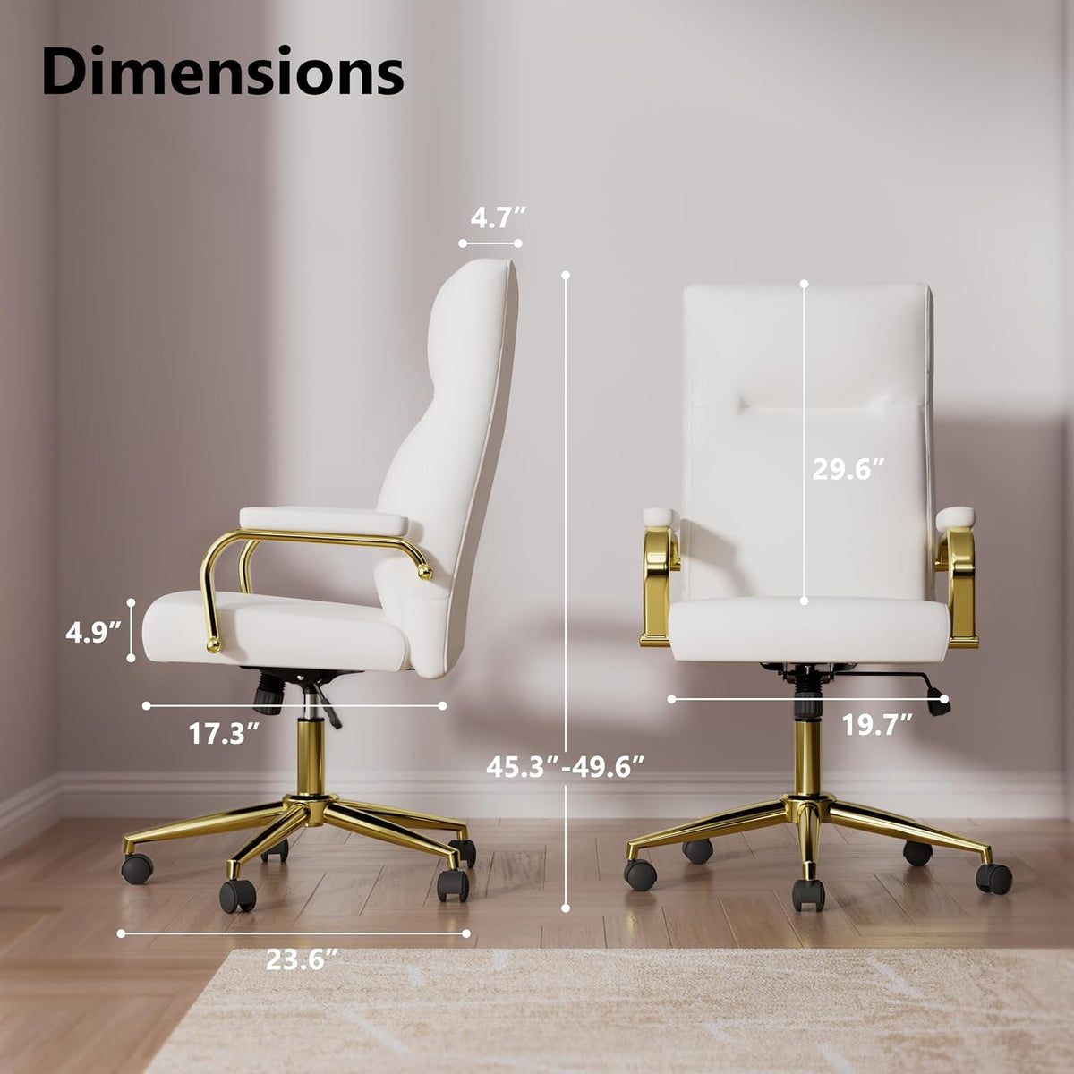 Gold White Memory Foam Swivel Office Chair