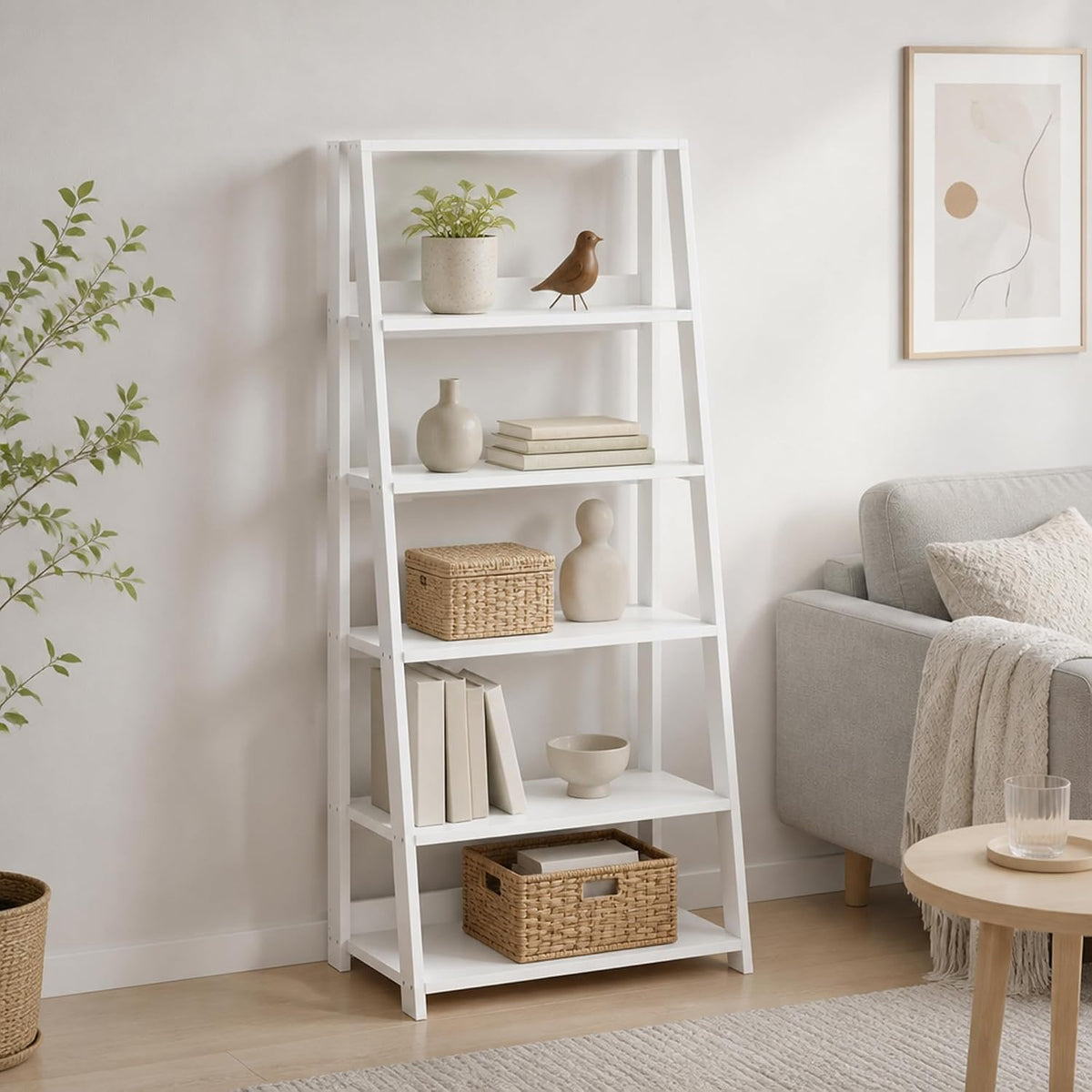 5‑Tier Open Ladder Display Storage Bookshelf
