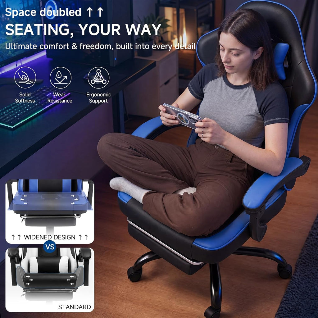 Ergonomic Reclining Gaming Chair With Footrest