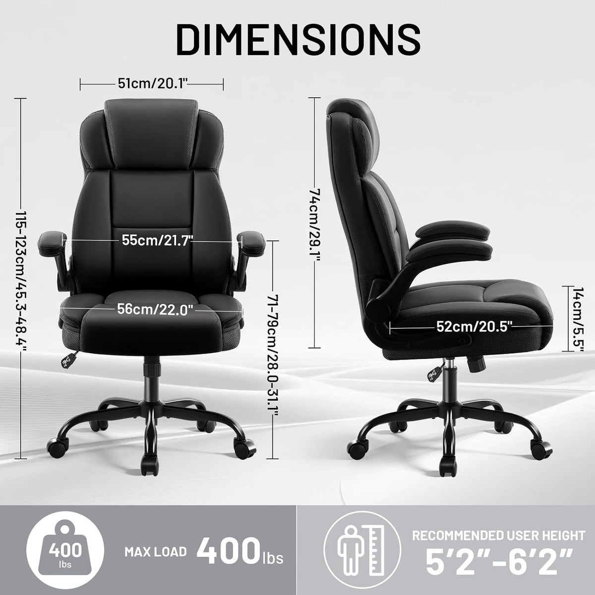 Ergonomic PU Leather High‑Back Swivel Office Chair