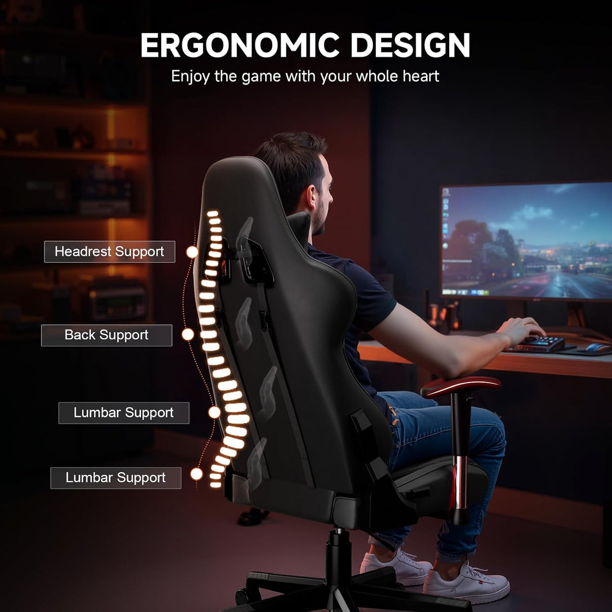 Ergonomic Reclining Adjustable Swivel Gaming Chair