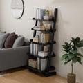 Modern 5‑Tier Wooden Leaning Ladder Bookshelf