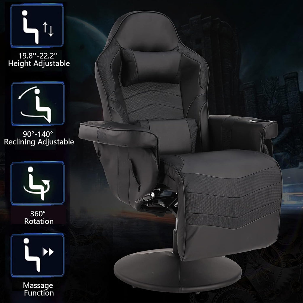 Massage Reclining Gaming Chair With Footrest
