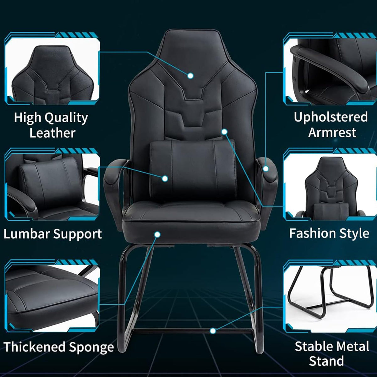 High‑Back Leather Reception Guest Office Chair
