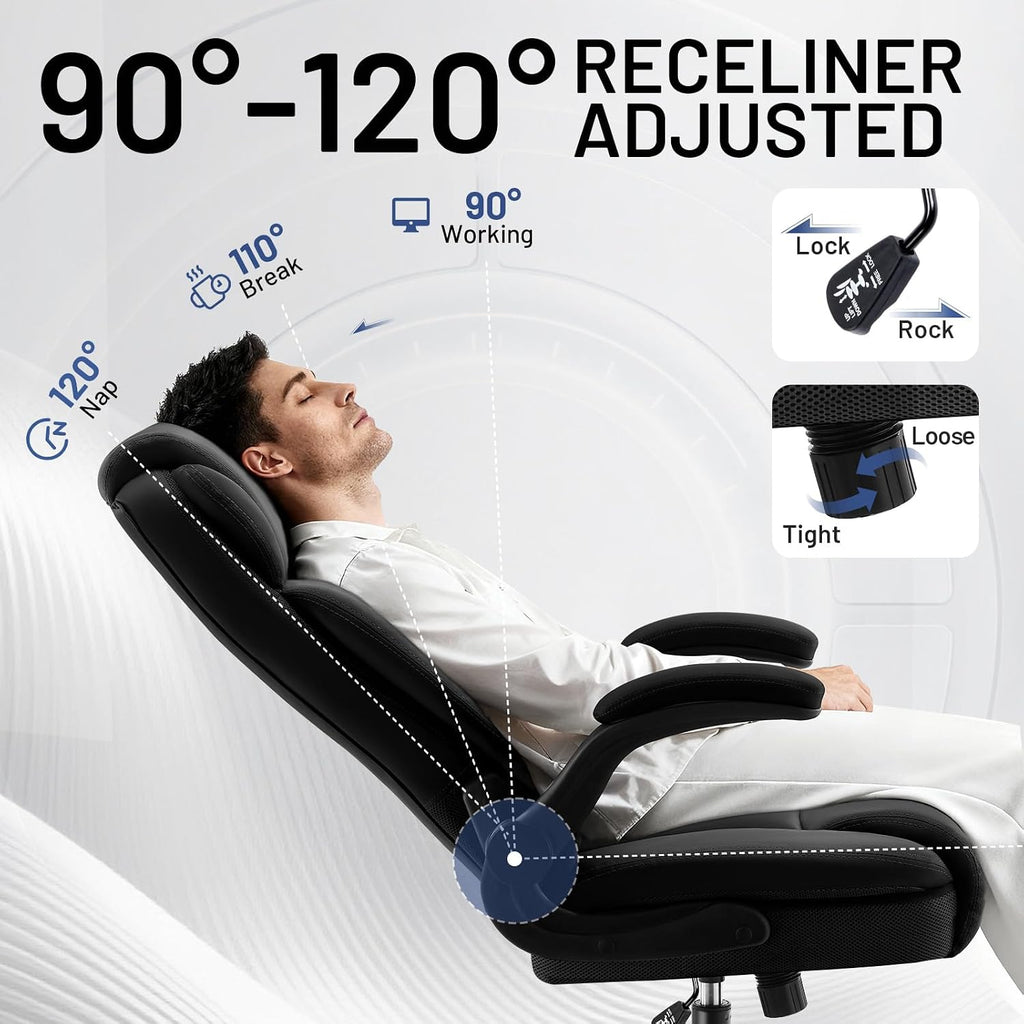 Ergonomic PU Leather High‑Back Swivel Office Chair