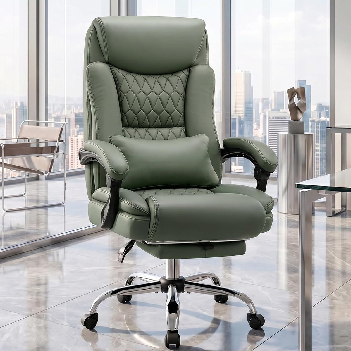 Heavy‑Duty Reclining PU Leather Office Chair
