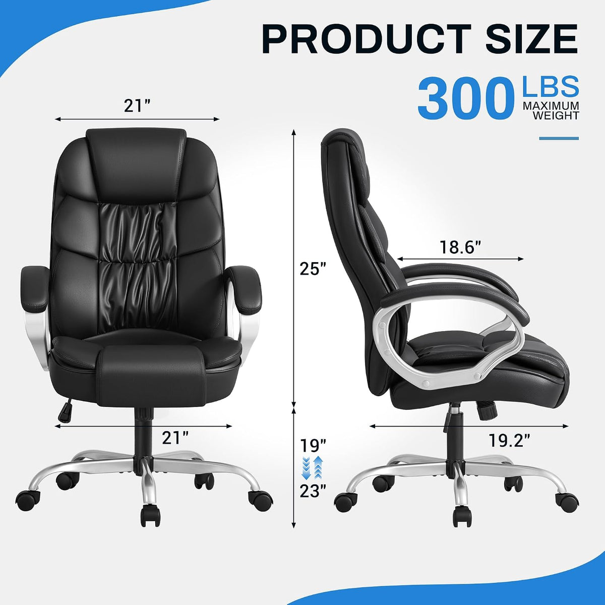 Ergonomic Leather High‑Back Swivel Office Chair