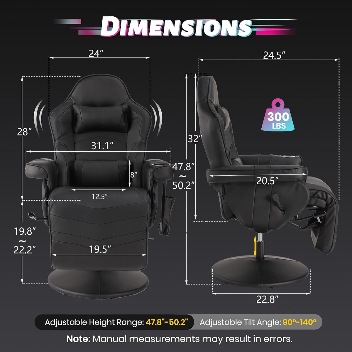Massage High‑Back Swivel Reclining Gaming Chair