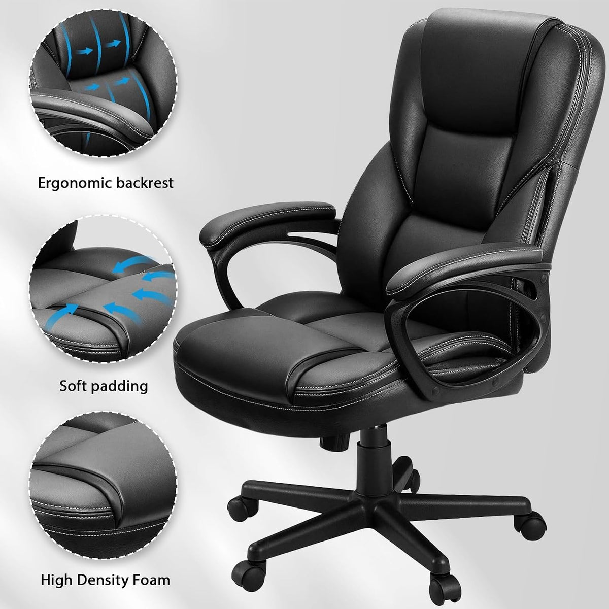 Ergonomic Reclining PU Leather High‑Back Office Chair