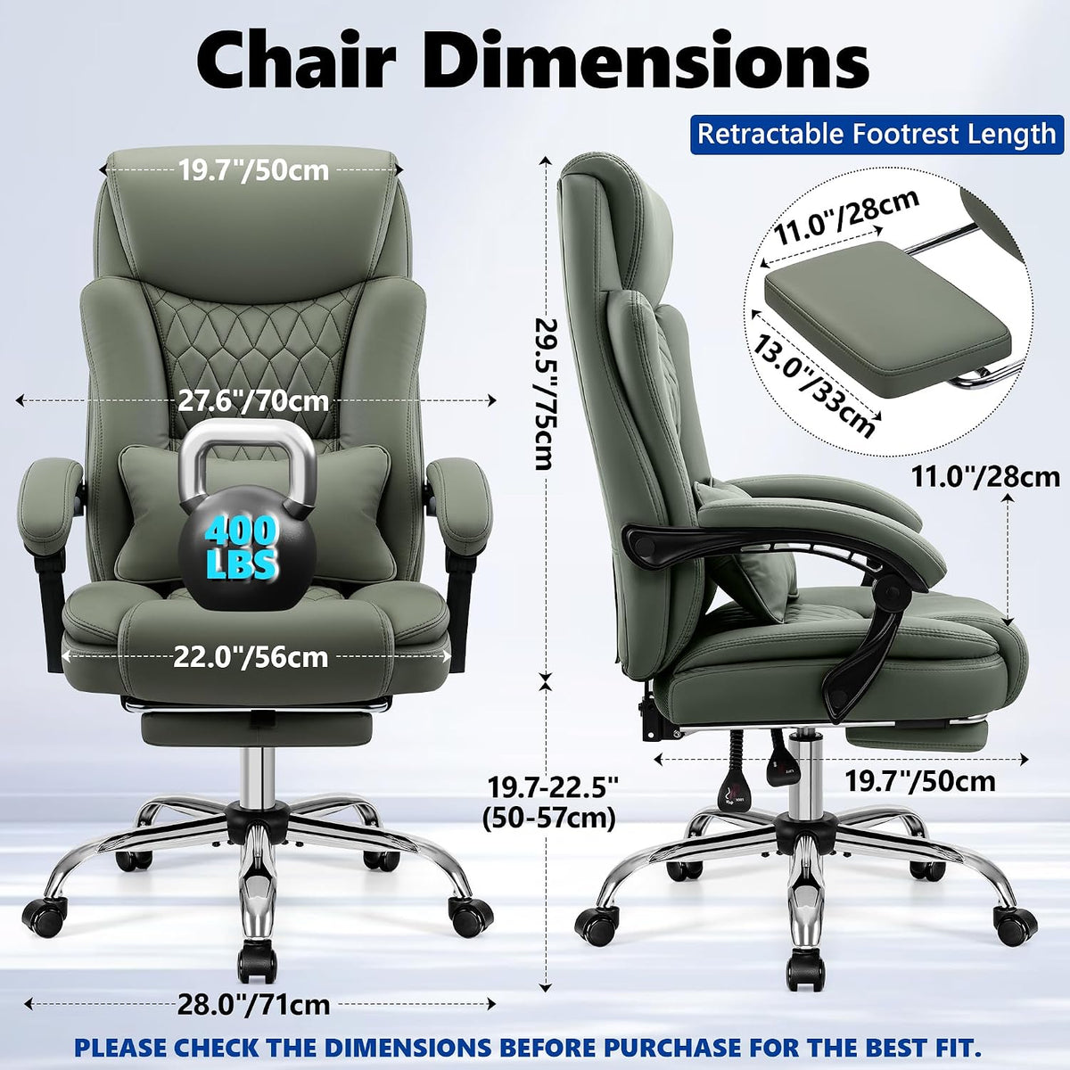 Heavy‑Duty Reclining PU Leather Office Chair