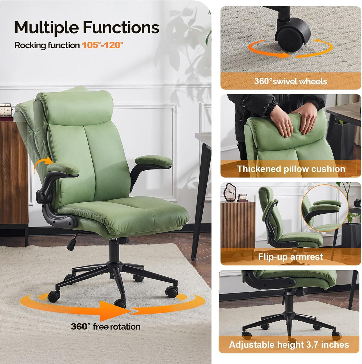 Ergonomic Swivel High‑Back PU Office Chair