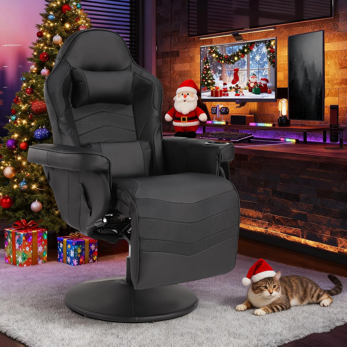 Ergonomic Massage Gaming Chair With Footrest