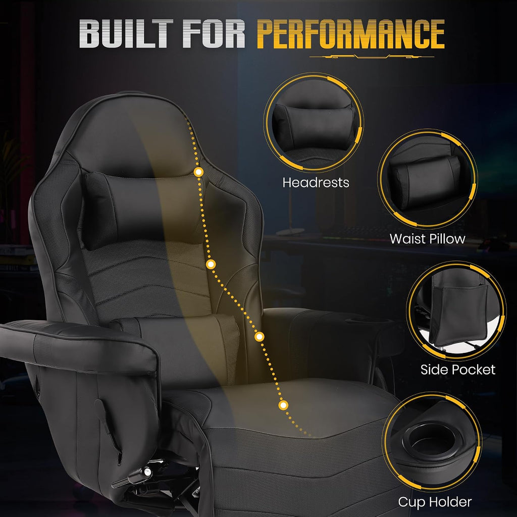 Ergonomic Massage Gaming Chair With Footrest