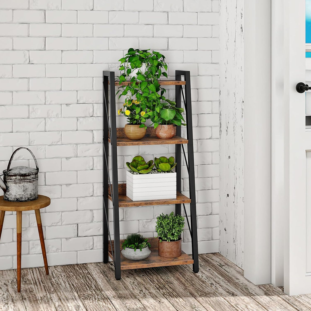 4‑Tier Freestanding Corner Ladder Storage Shelf