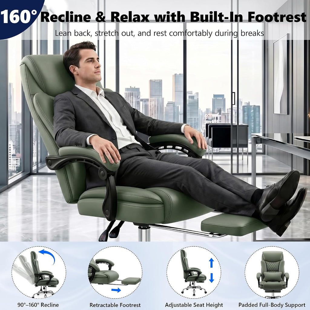 Heavy‑Duty Reclining PU Leather Office Chair