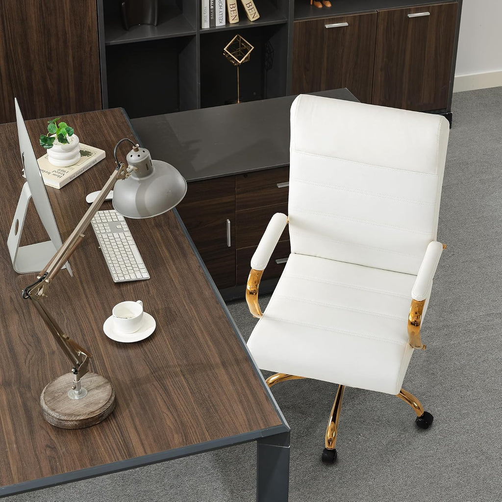 Modern Leather Swivel High‑Back Office Chair
