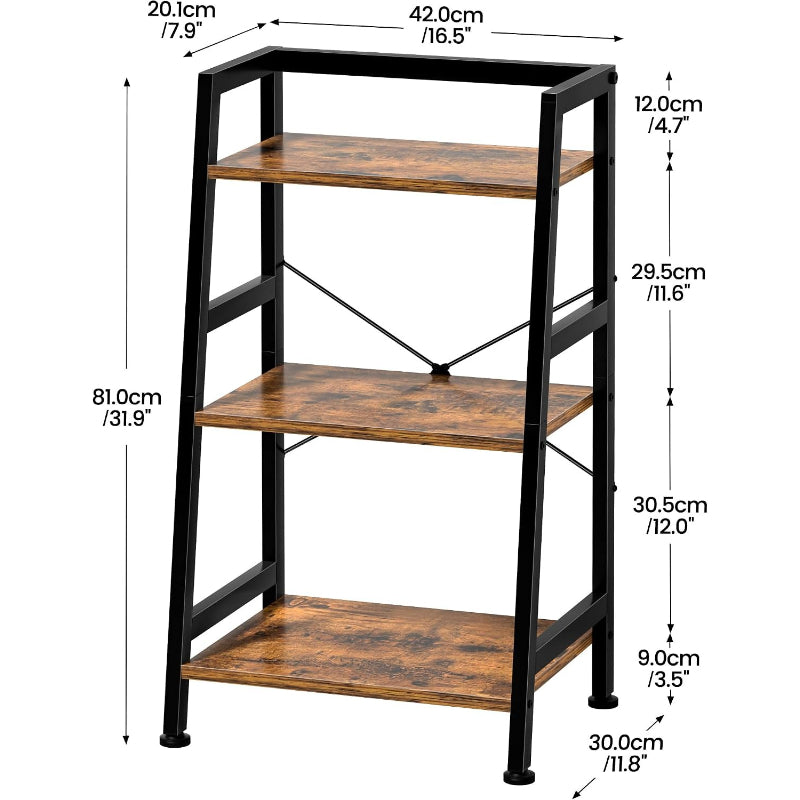 Industrial 3‑Tier Metal‑Wood Ladder Bookshelf