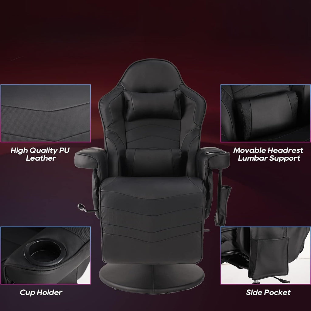Massage Reclining Gaming Chair With Footrest