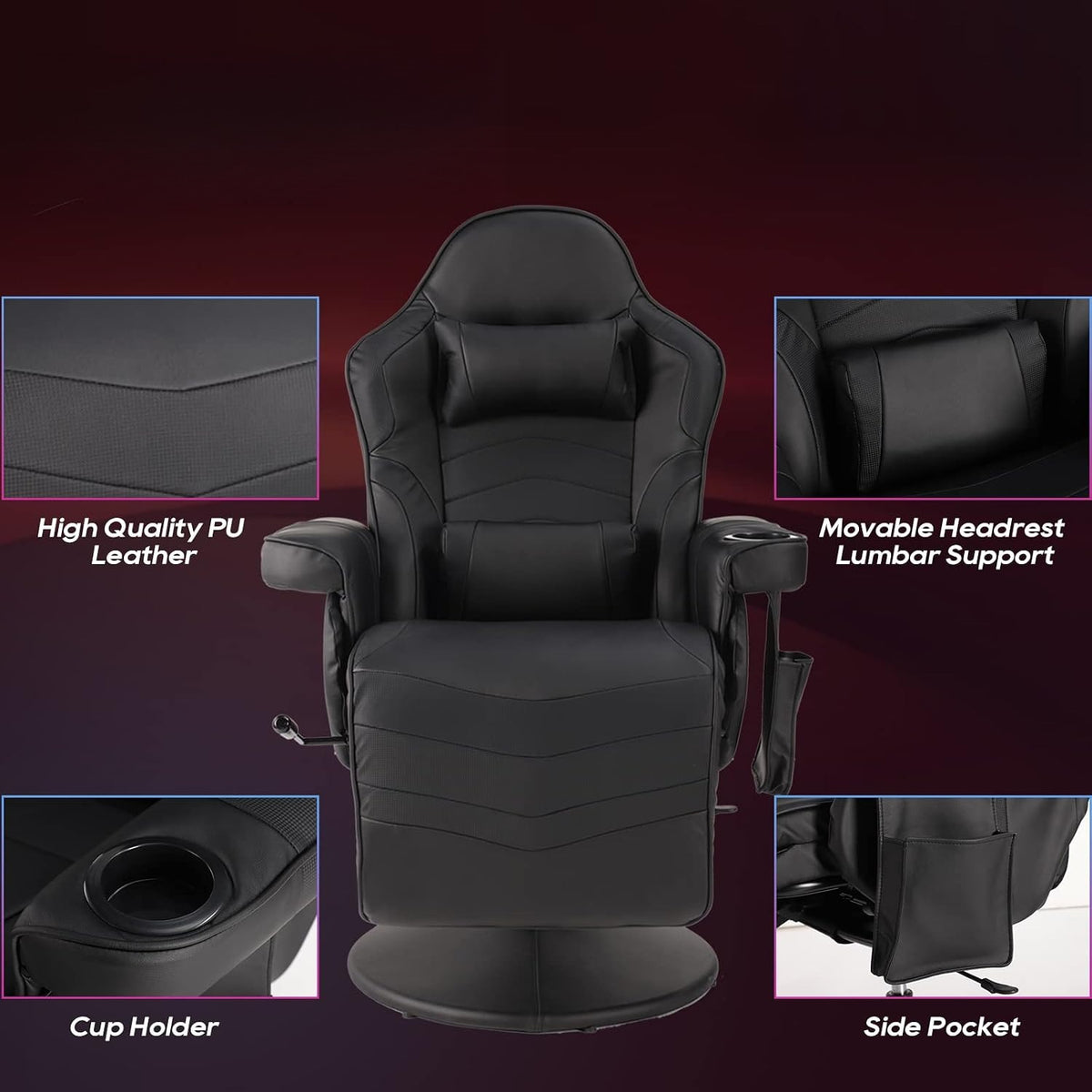 Massage Reclining Gaming Chair With Footrest