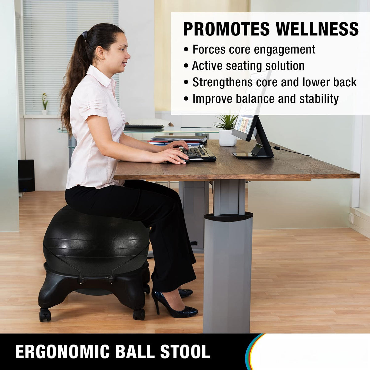 Ergonomic Inflatable Exercise Ball Office Chair