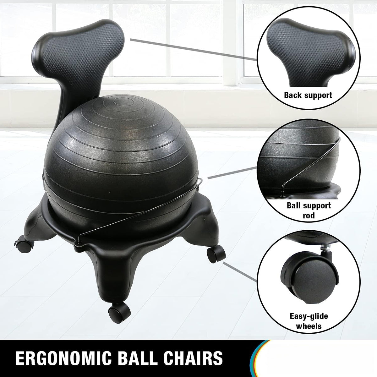 Mobile Plastic Stability Ball Chair For Adults