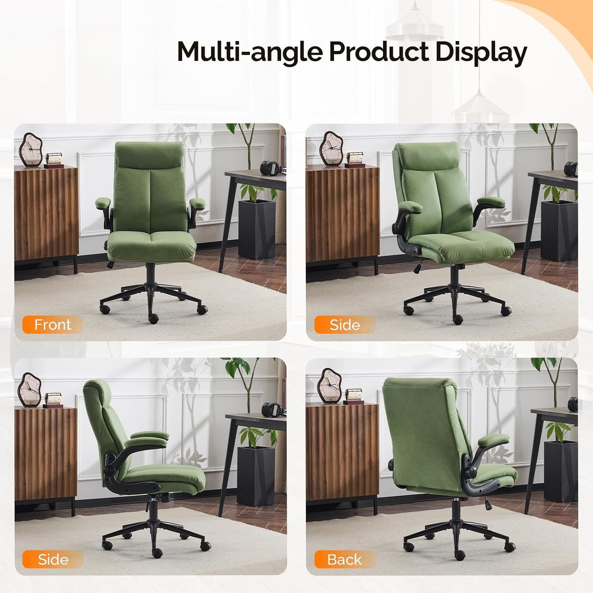 Ergonomic Swivel High‑Back PU Office Chair
