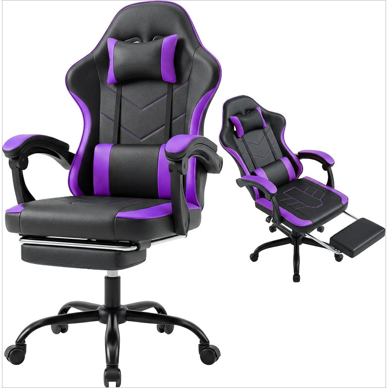 Reclining Gaming Chair With Footrest For Adults