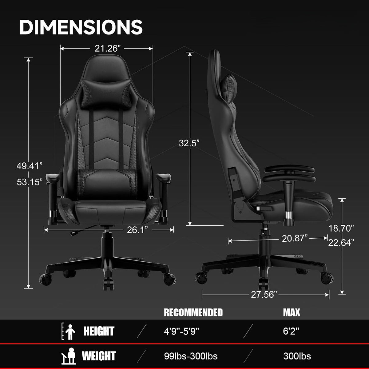 Ergonomic Reclining Adjustable Swivel Gaming Chair