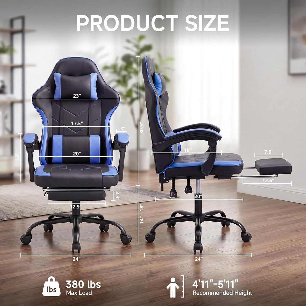 Ergonomic Reclining Gaming Chair With Footrest